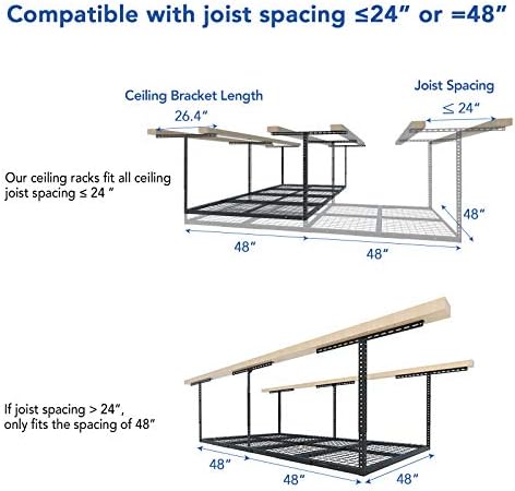 fleximounts 4x8 overhead garage ceiling storage rack organization, side view