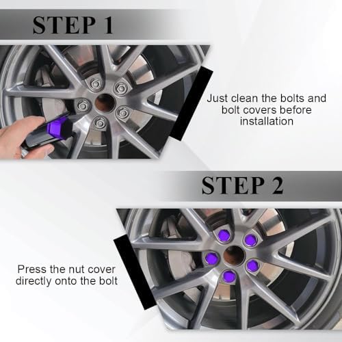 20 Pcs Wheel Lug Nut Covers for Jeep Wrangler JL 2018-2024 Unlimited 4-Door Sahara Willys Rubicon, Auto Tire Hexagon Screw Bolt Caps Dustproof Electroplated ABS Plastic Exterior,Purple-21mm