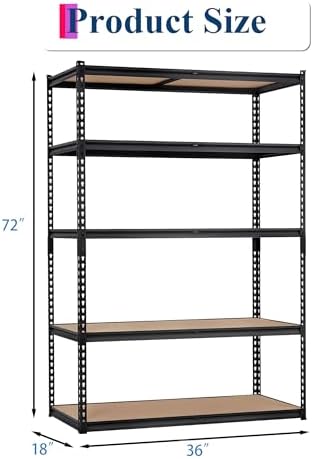 heavy duty garage storage shelves, 5-tier metal adjustable, close-up detail