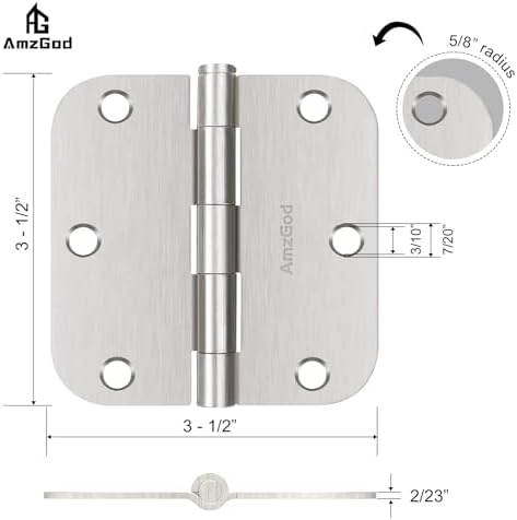 door hinges brushed nickel - 36 pack satin, close-up detail