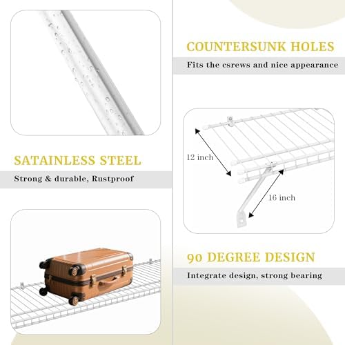 12-inch wire shelf support brackets closet wire shelving showing dimensions