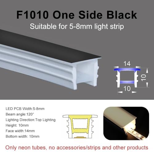 LED Neon Silicone Diffuser Tube - Custom Length | Black,F1010-10meters