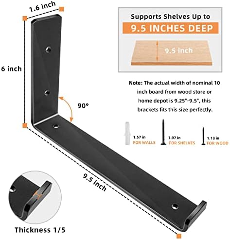 shelf brackets 10 inch, heavy duty black metal shown in use