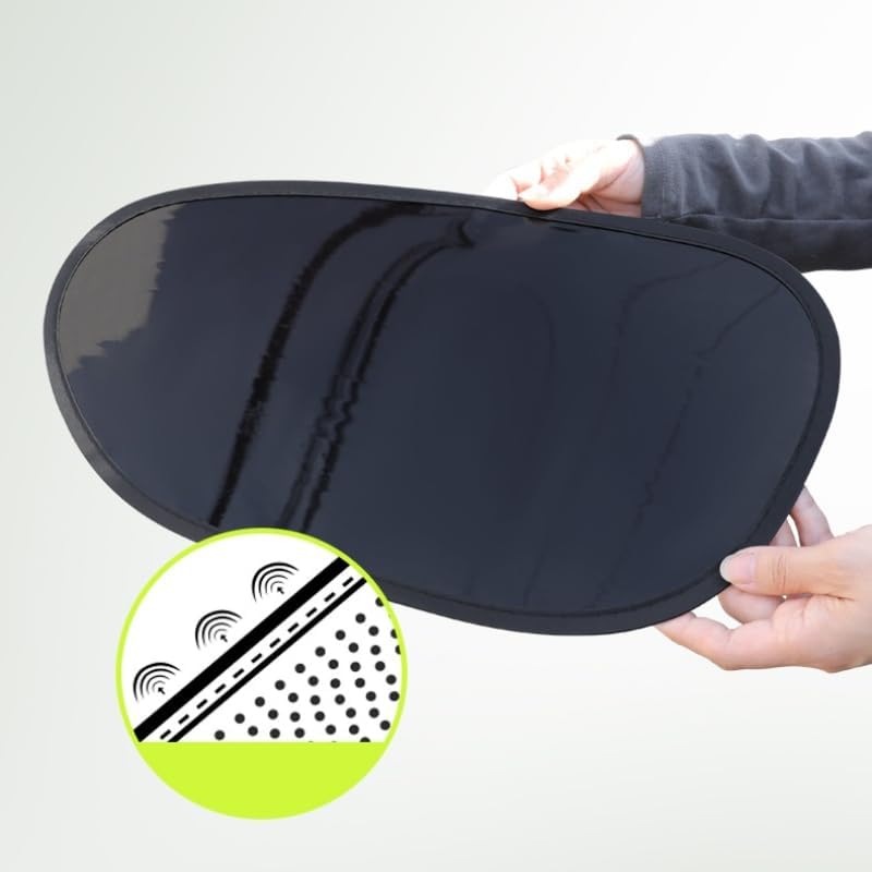 2Pcs Adsorption Car Side Window Sunshade, Install Heat Reflective Sun Visor, Glare Block Cool Car Interior for Driver Side, Black