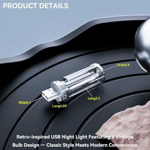 4 PCS USB Night Light Bulb,Touch Dimmable Retro Car Interior Ambient Light | Portable Glass Bottle Design Chubby Glow Light for Car, Truck, Bedroom, 4 Colors Red Blue Green Purple