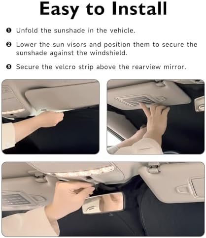 BIBLOZ Car Windshield Sun Shade for Ford F150 2015-2025 2026, Lariat, Tremor, King Ranch, Platinum, Raptor, XL, XLT Accessories Foldable Sunshade PET Reflective Material Blocks UV Rays Front Visor