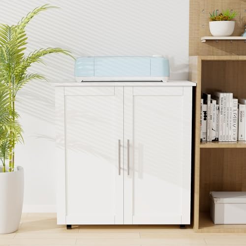craft cart cabinet compatible with cricut for storage, front angle view