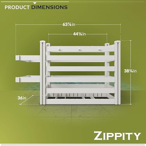zippity freestanding poolside organizer, white vinyl showing dimensions