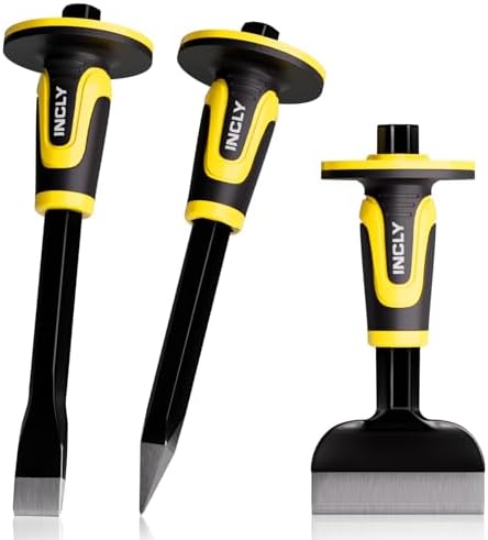incly 3pcs masonry chisel set with hand guard, main product view