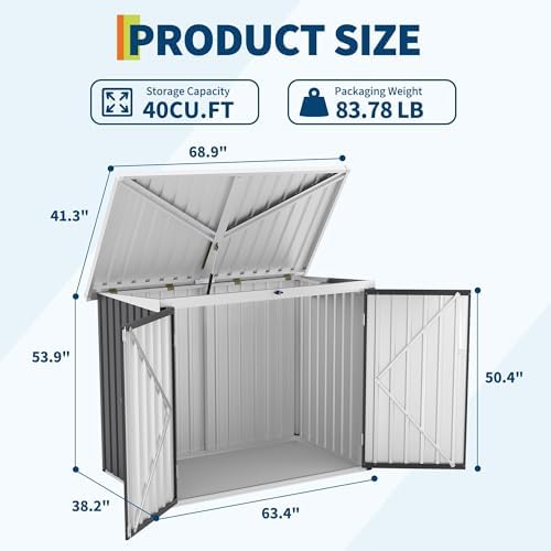 garvee outdoor trash storage shed– 5.8x3.3 ft, lock shown in use