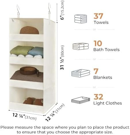 granny says 4-shelf hanging closet organizer, foldable storage, close-up detail