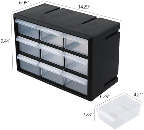 sadstory 9-drawer plastic drawer storage cabinet for garage, close-up detail