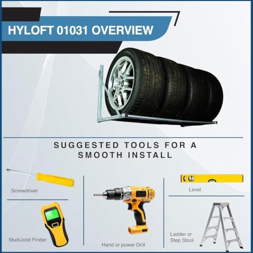 hyloft wall-mounted folding tire storage loft rack, view 12