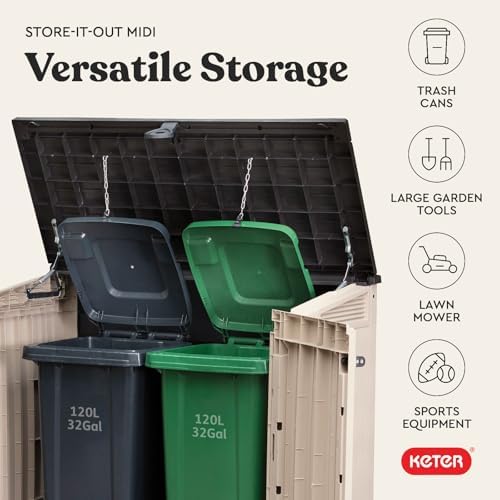 keter store-it-out midi outdoor resin storage shed – on a desk or shelf
