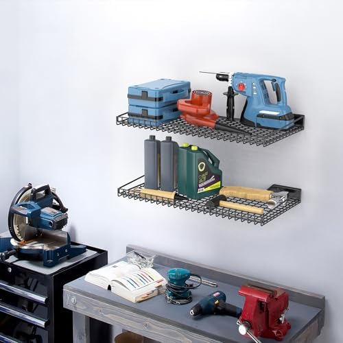 torack wall-mounted storage shelves, mixed-size wall floating shelving shown in use