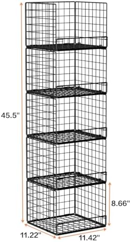 5-tier stackable closet organizers and storage baskets, closet, close-up detail
