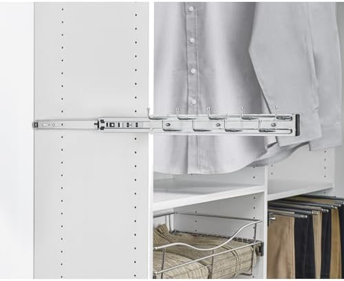 rev-a-shelf sliding belt rack for closets, min opening, side view