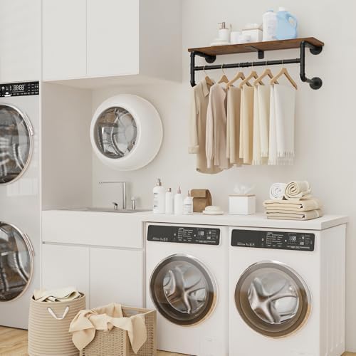 yawinhe industrial pipe clothing rack with shelves,closet rod,rustic, close-up detail