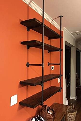 industrial retro wall mount iron pipe shelf,diy open on a desk or shelf