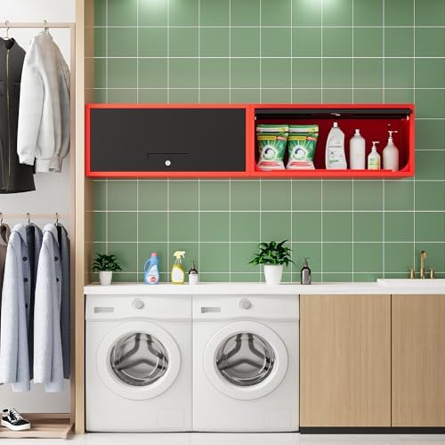 fesbos metal storage cabinet black&red wall cabinets with on a desk or shelf