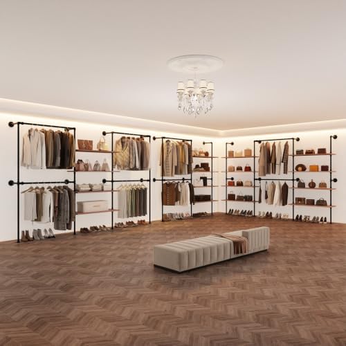 wall mounted clothing rack, heavy duty pipe closet, front angle view