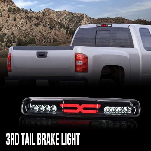 G-PLUS LED Third Brake Light Fit 1999-2007 Chevy Silverado GMC Sierra | High Mount Stop Light Cargo Light,Fit 1999-2007 Silverado/Sierra 1500 2500 3500 HD,Smoke Lens Black Housing,5978318
