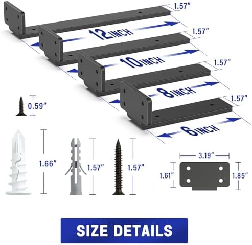 goovilla shelf bracket, floating shelf brackets 8 inch, side view