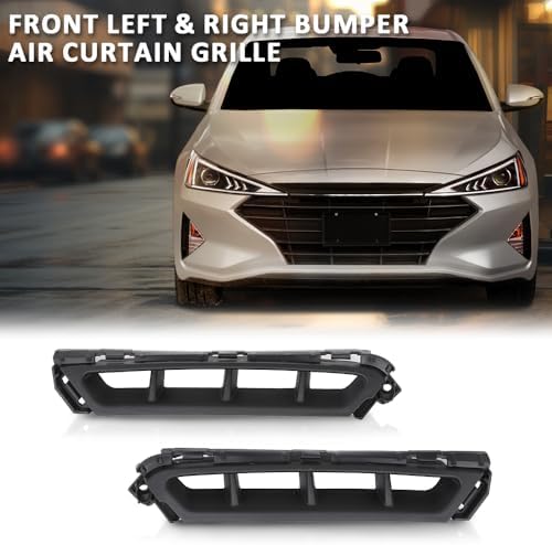 G-PLUS Front Bumper Air Curtain Grille Grill Compatible with Hyundai Elantra 2019-2020 86562F2AA0, 86561F2AA0 ‎Black Left & Right Pair