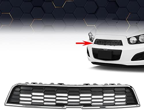 PIT66 Front Bumper Grille Set Fit Chevy Sonic 2012-2016 Black GM1036139 | Upper & Lower Grille with Fog Light Covers, Fits Chevy Sonic 2012-2016, Front Bumper Replacement, Replaces 95215846, 95227395