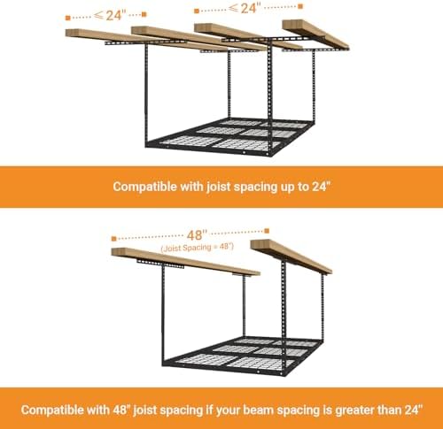 4x6ft overhead ceiling garage storage rack, 450lbs capacity, package contents