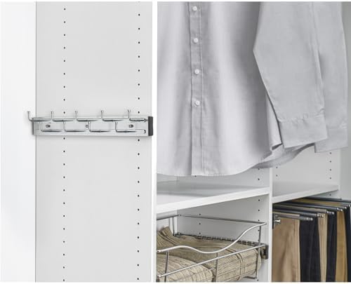rev-a-shelf sliding belt rack for closets, min opening showing dimensions