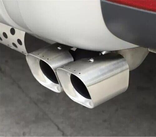 Khan Look Tail Pipe Throat fits for LR Defender 110 130 90 2020-2026 Dual Exhaust Pipe mask Exhaust Modification Decorative Accessories Stainless Steel Silver (2.0L)