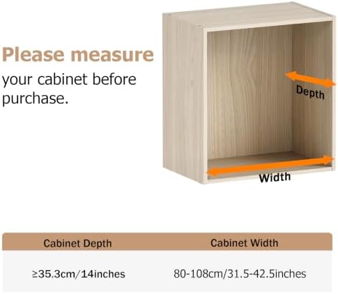closet shelf & rod expandable, wall mounted easy, front angle view