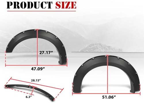 G-PLUS Fender Flares Fit Ford F150 2015-2017(67.1" 78.9" 97.6" Bed) | Fit Styleside Models,Not Fit w/68T Technology Package or Sensors for lane changing,Smooth Pocket Riveted Style,4PCS