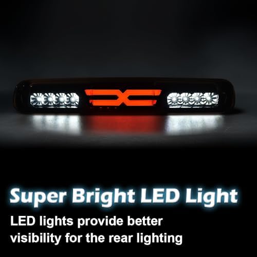 G-PLUS LED Third Brake Light Fit 1999-2007 Chevy Silverado GMC Sierra | High Mount Stop Light Cargo Light,Fit 1999-2007 Silverado/Sierra 1500 2500 3500 HD,Smoke Lens Black Housing,5978318