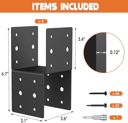 4x4 post brackets, heavy duty steel connectors for shown in use