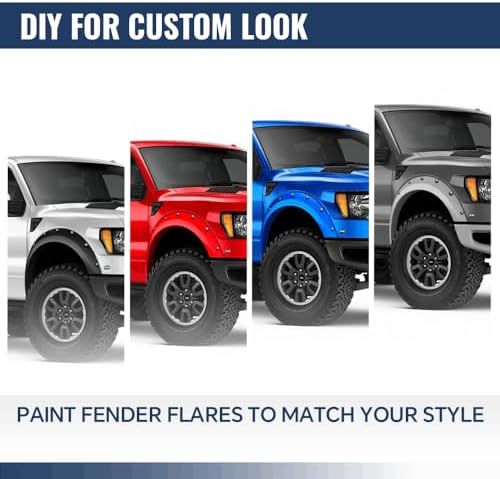 4PCS Fender Flares Compatible with Dodge Ram 1500 2WD/4WD 2019-2023 (Not Fit Rebel Models) Wheel Cover Accessories Smooth Pocket Riveted