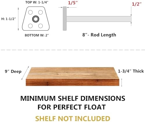 neodrop 8-pack 8 inch hidden floating shelf bracket shown in use