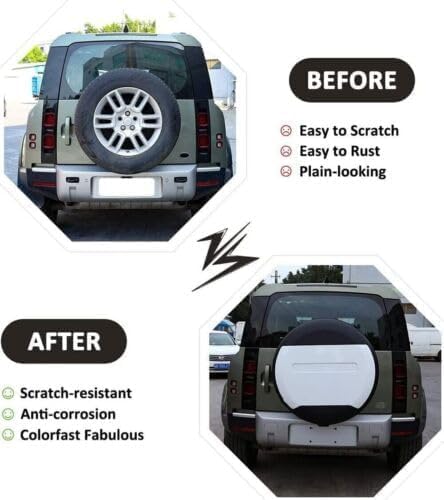 Spare Tire Cover Compatible with 2020-2026 Land Rover Defender 90 110 130 | Spare Tyre Wheel Protector ABS Plastic Fuji White Glossy Black Exterior Accessories