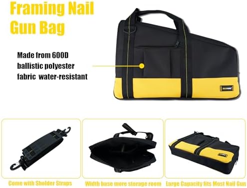 melotough heavy duty framing nail gun tool bag shown in use