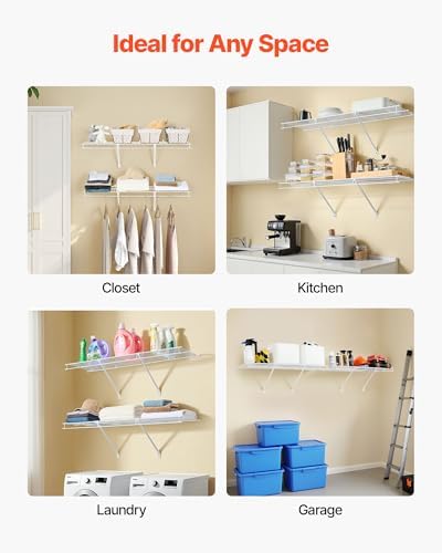 vevor wire shelf kit, 4 ft, set of, front angle view