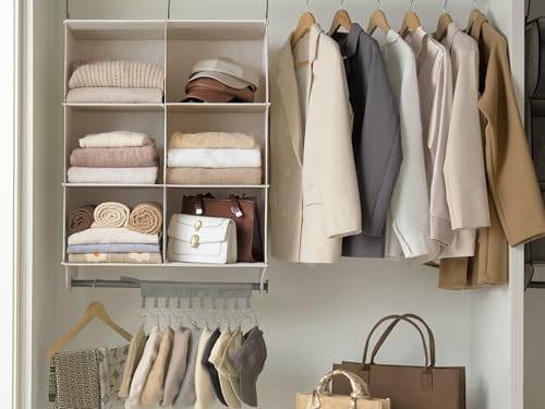 storageworks hanging closet organizer with rod, 6 sections shown in use