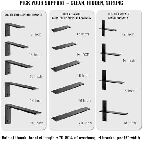 3/8" thick heavy-duty floating shower bench brackets shown in use