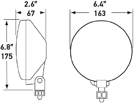 hella 500 series amber high performance universal driving, close-up detail