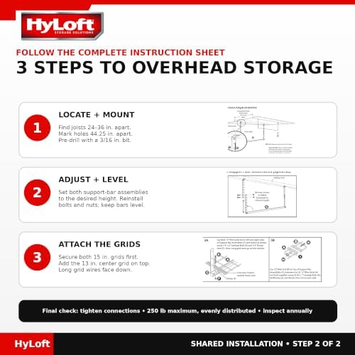 hyloft overhead steel garage storage system, ceiling rack, view 11