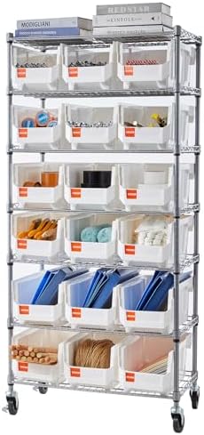 vevor 7-tier rolling bin storage rack, 18 organizer, view 9