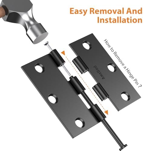 black door hinges - 30 pack mate black, side view