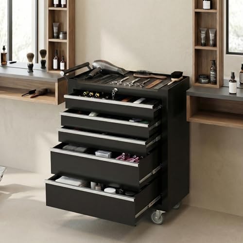 garvee rolling tool chest, 5 drawers tool storage shown in use