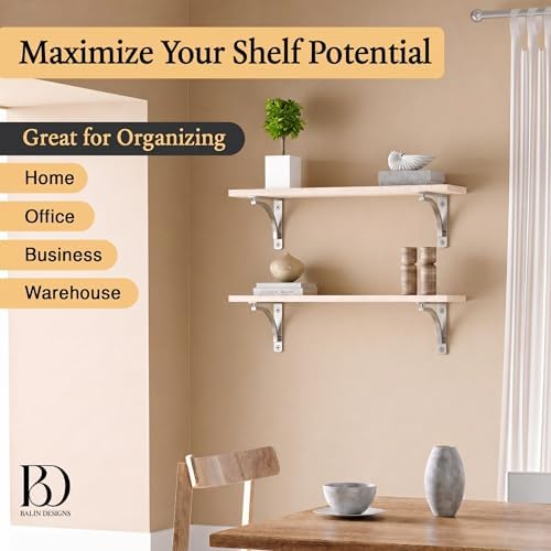 classic silver heavy duty shelf brackets 8 inch showing dimensions