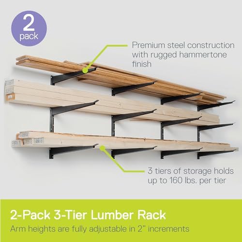 heavy duty wood and lumber storage rack (2-pack) shown in use
